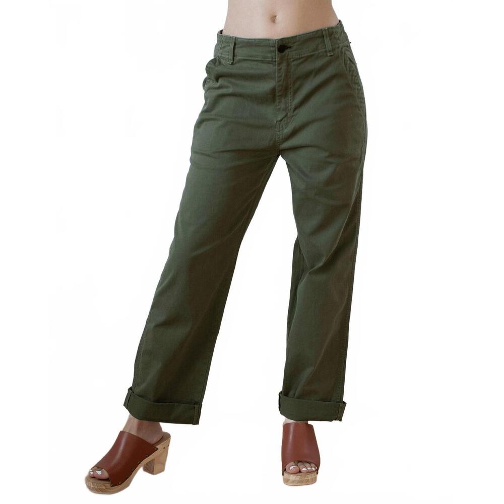 NEW ASKK NY women's chino twill pant in army green